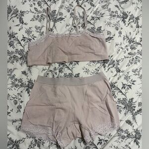 Aerie pointelle bralette and shorts set